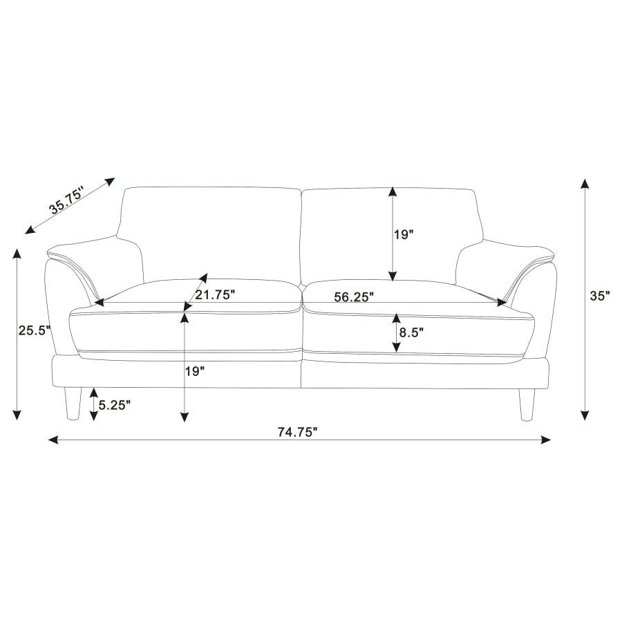 Selma Velvet Upholstered Crescent Arm Sofa Rust - 552101