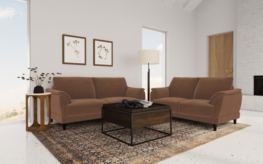 Selma Velvet Upholstered Crescent Arm Sofa Rust - 552101