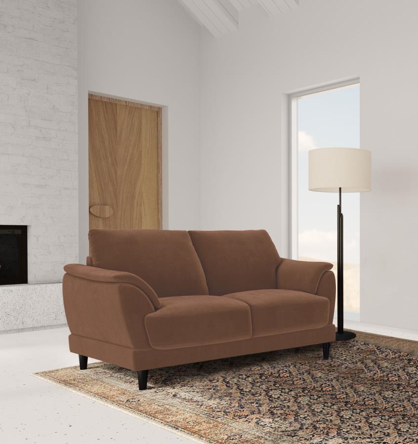Selma Velvet Upholstered Crescent Arm Loveseat Rust - 552102
