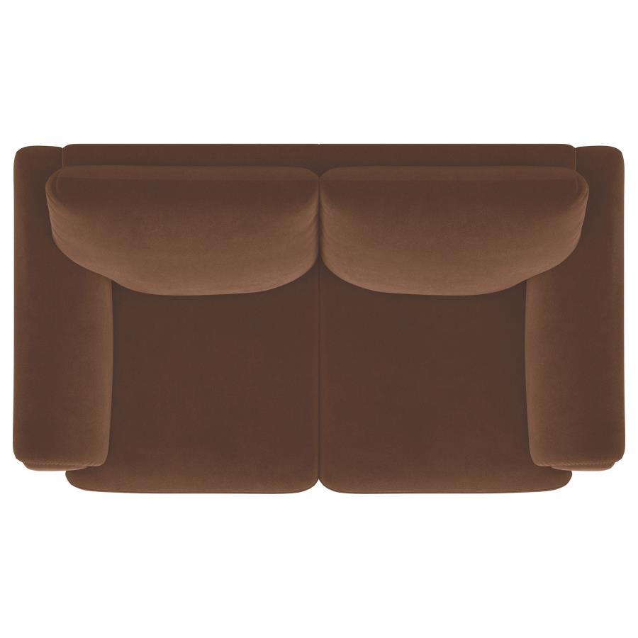 Selma Velvet Upholstered Crescent Arm Loveseat Rust - 552102