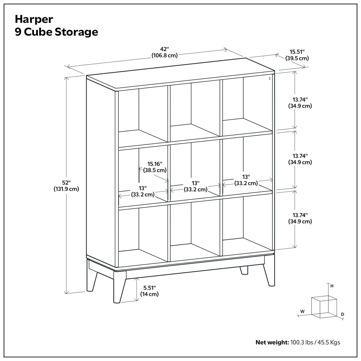 Harper - 9 Cube Storage - Walnut Brown