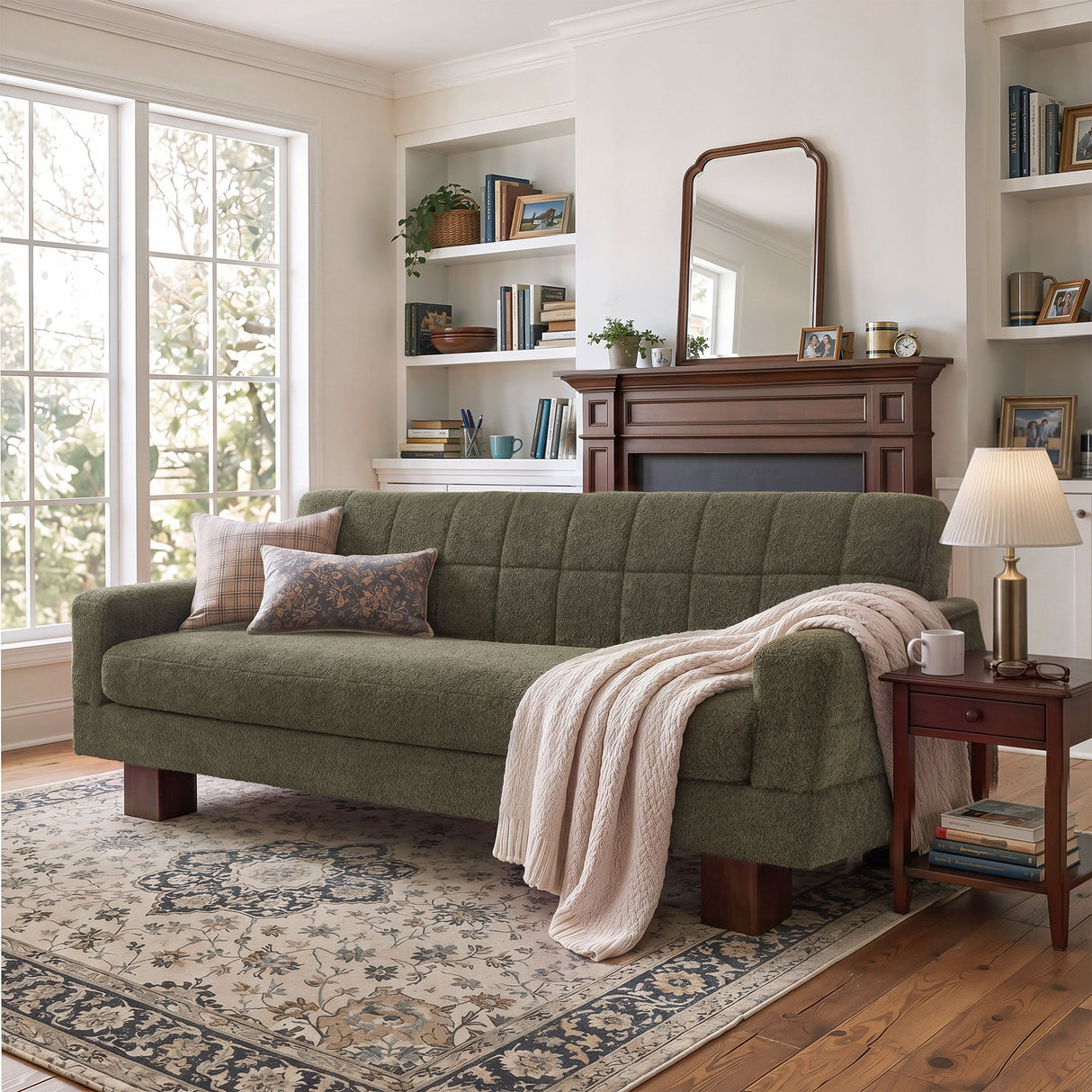 Modern Loveseat Sofa, 2 Seater With Square Arms For Living Room