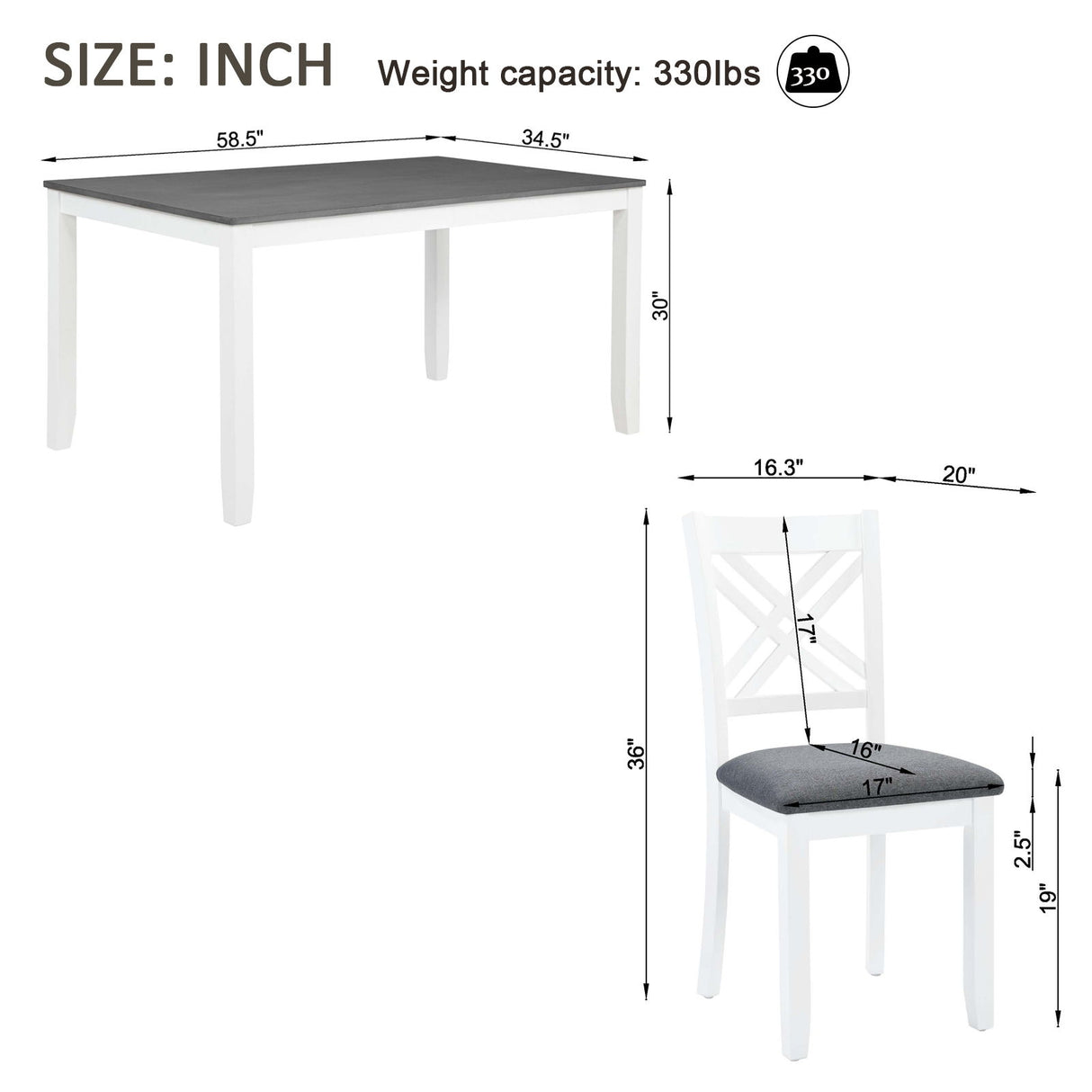 Kitchen Dining Set, Rectangular Dining Table & Upholstered Chairs
