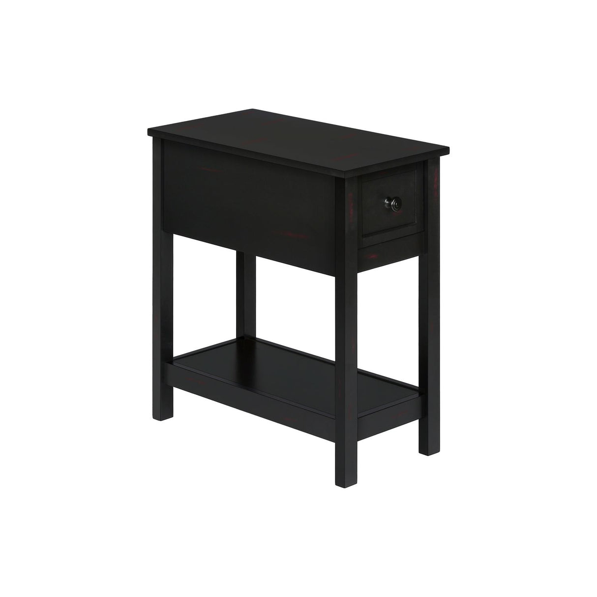 Accent End Table, 2 Tier, Narrow, Lamp, Storage Drawer, Charming Design