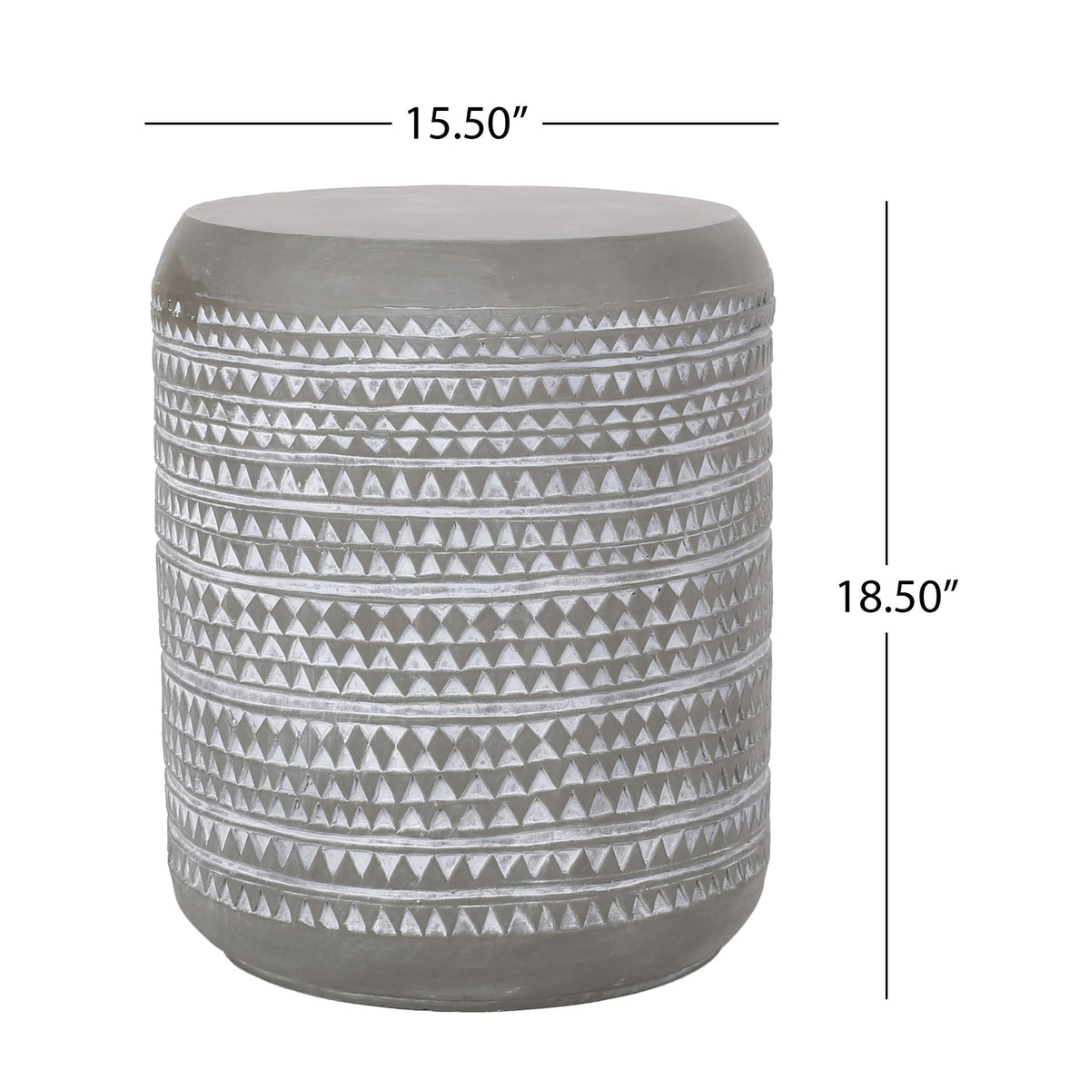 Outdoor Side Table With Cylindrical Shape - Light Gray / White