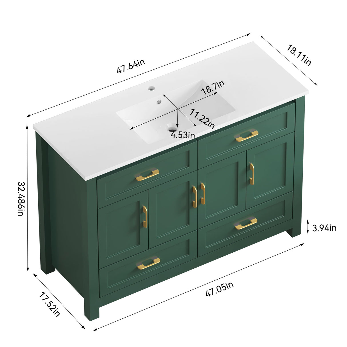 Bathroom Vanity With Sink Combo, 4 Soft Close Doors And 4 Drawers