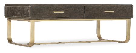 Contemporary 2-Drawer Cocktail Table with Gold Accents - 7228-80185-85