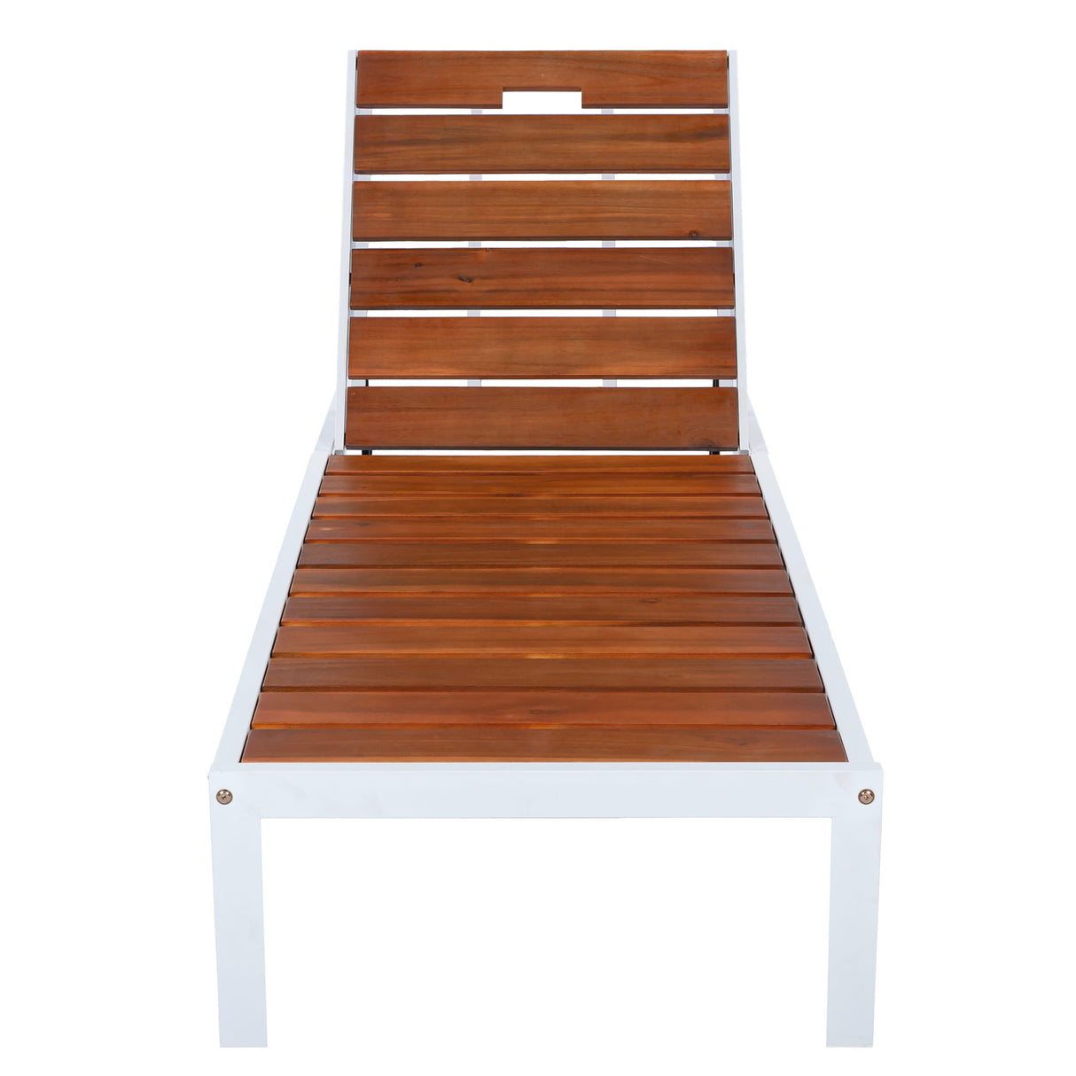 Outdoor Chaise Pool Lounge Chairs With Adjustable Backrest - Brown / White