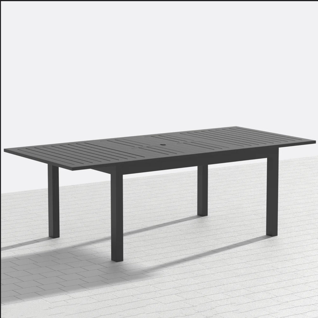 Extendable Outdoor Dining Table, All Weather, Slatted Top, Rust Proof - Gray