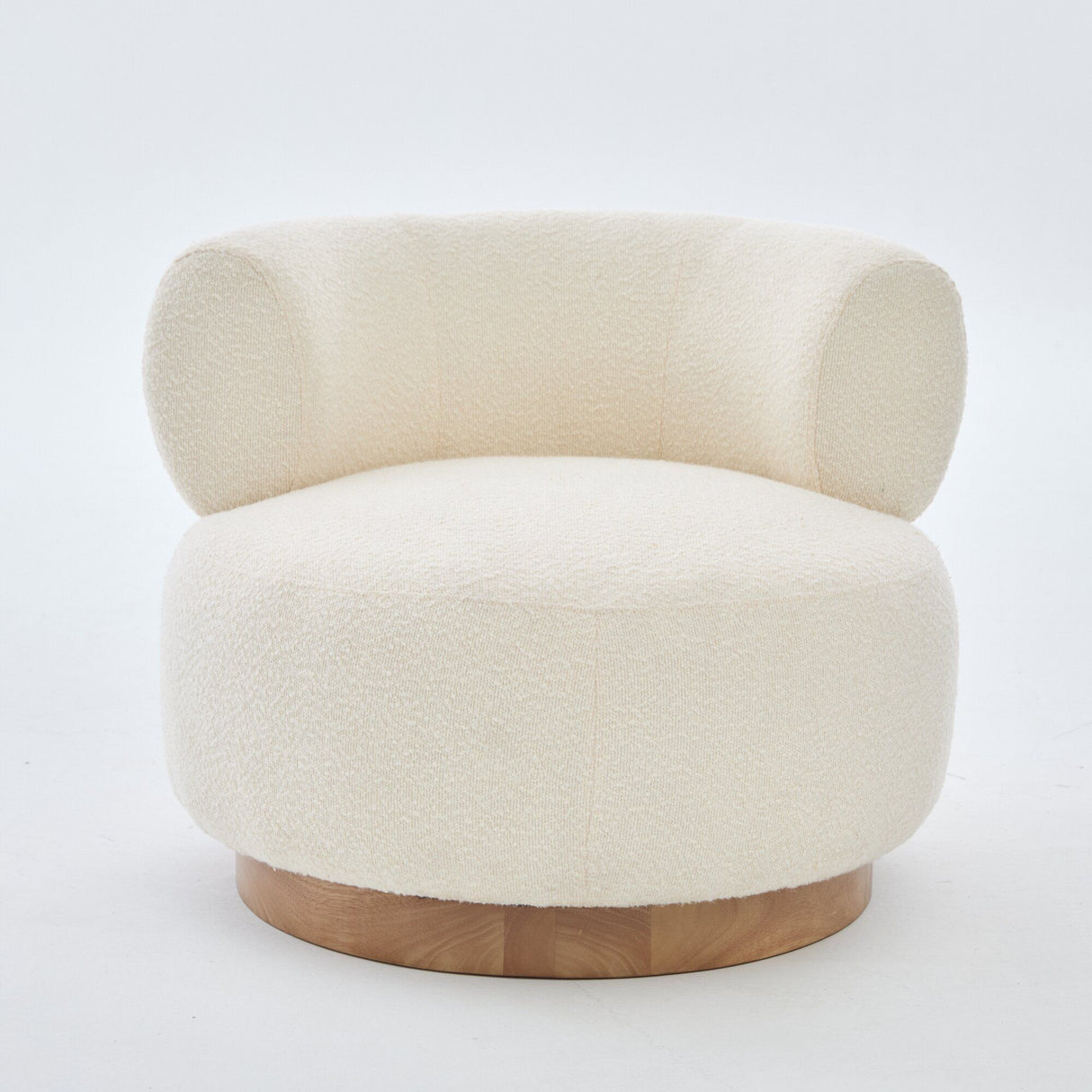 Swivel Accent Chair With Curved Backrest For Home Decor - Beige