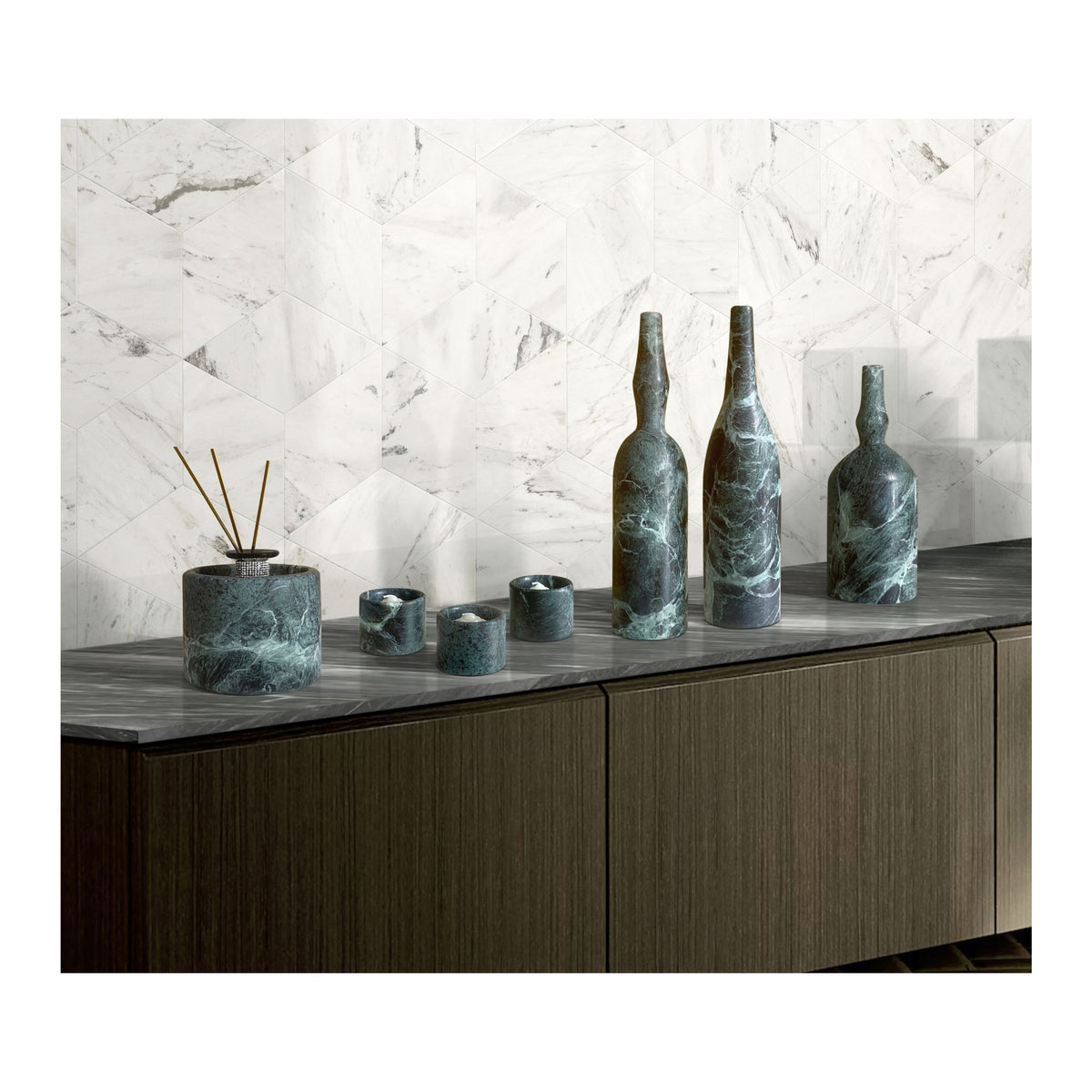 7 Pieces Luxury Natural Marble Living Room Accessories Set