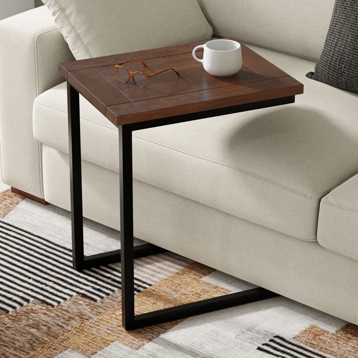 Skyler - C-Side Table - Walnut Brown
