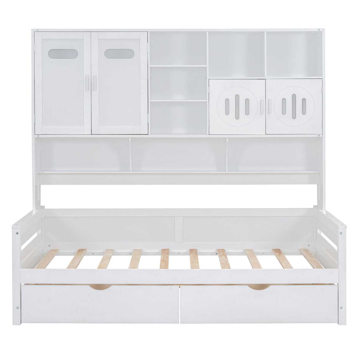 Daybed With All-In-One Cabinet And Shelf