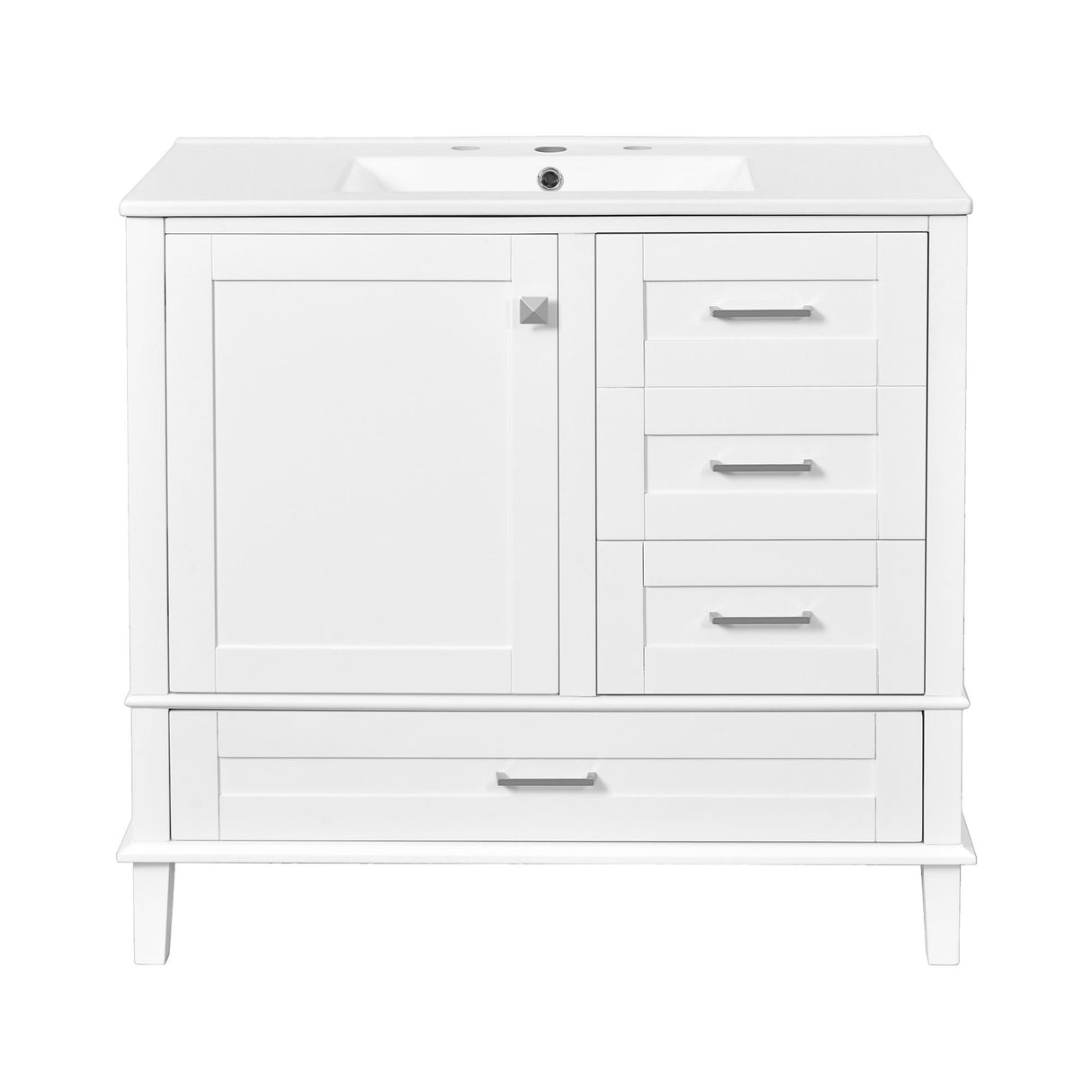 Bathroom Vanity, Modern Bathroom Cabinet With Sink Combo Set, Bathroom Storage Cabinet With A Soft Closing Door And 3 Drawers, Solid Wood Frame