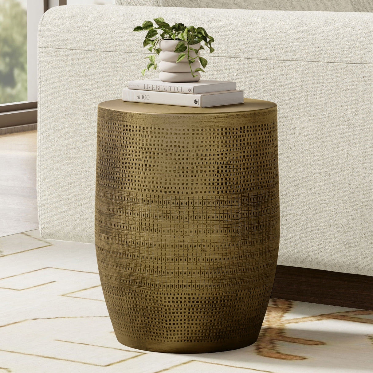 Johnsen - Morse Pattern Accent Table - Antique Brass