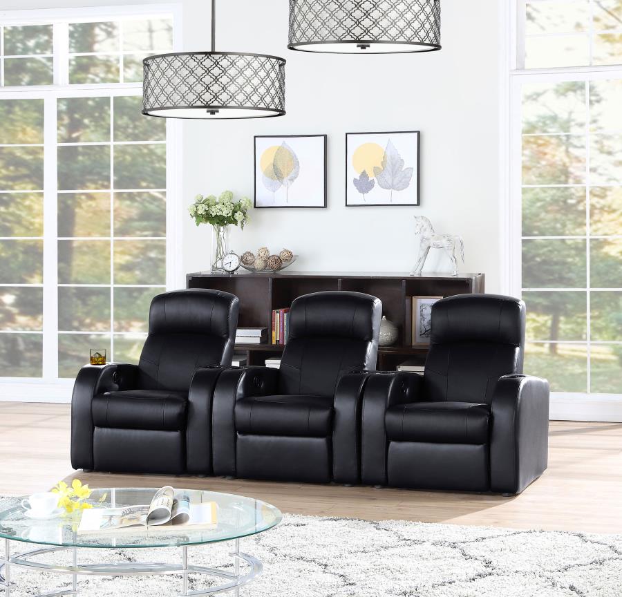 Cyrus 3-piece Upholstered Home Theater Seating - 600001-S3B