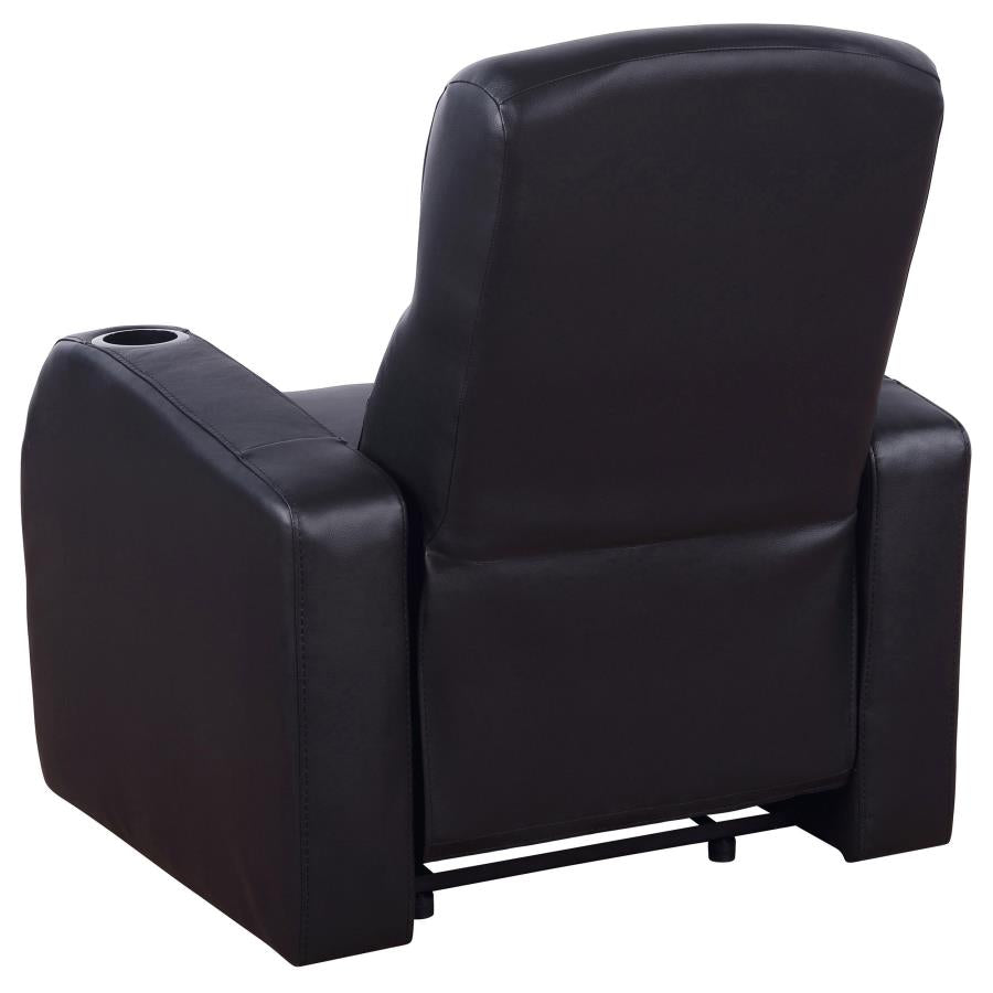 Cyrus Upholstered Track Arm Recliner Black - 600001