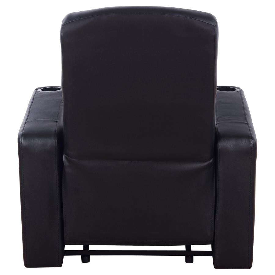 Cyrus Upholstered Track Arm Recliner Black - 600001