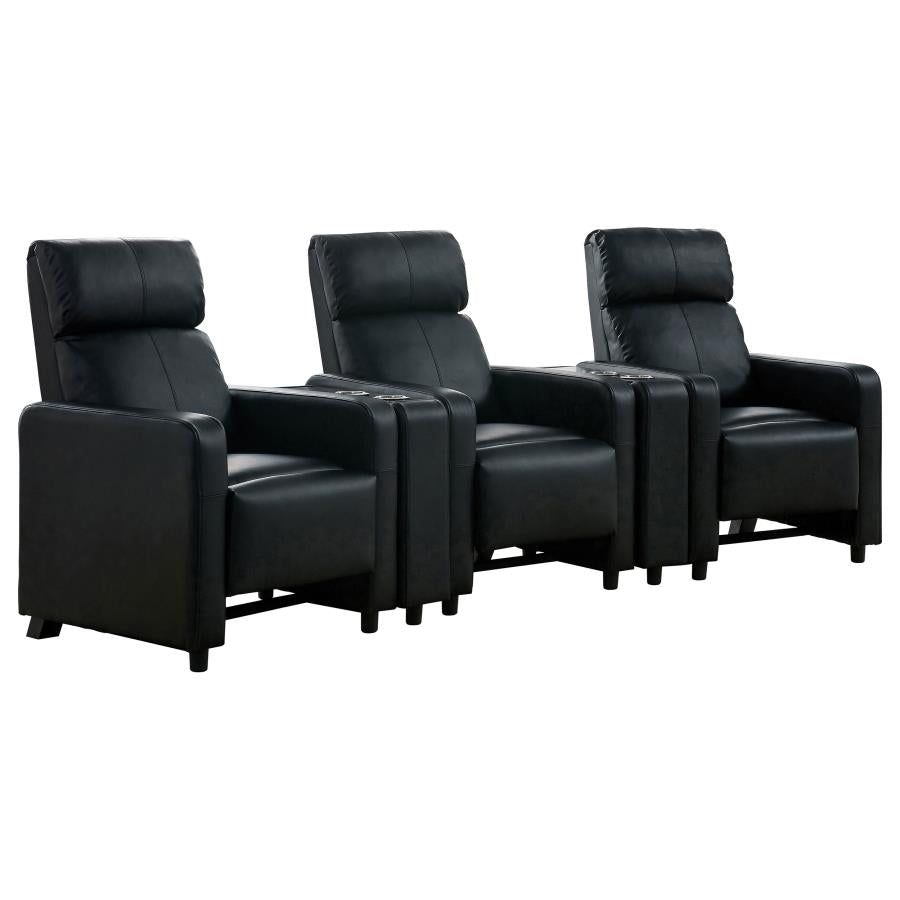 Toohey Upholstered Tufted Recliner Living Room Set Black - 600181-S3A