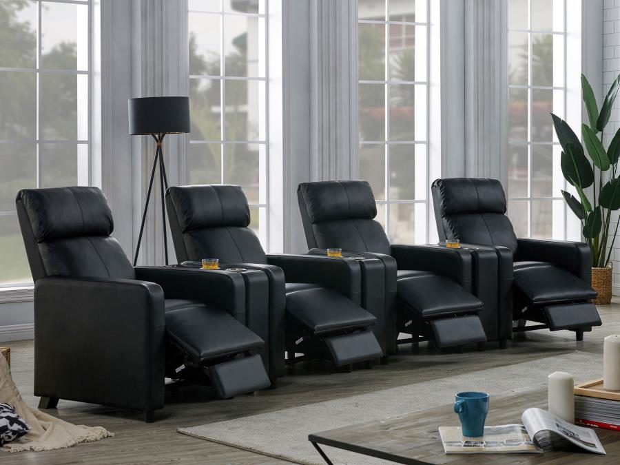 Toohey Upholstered Tufted Recliner Living Room Set Black - 600181-S4A