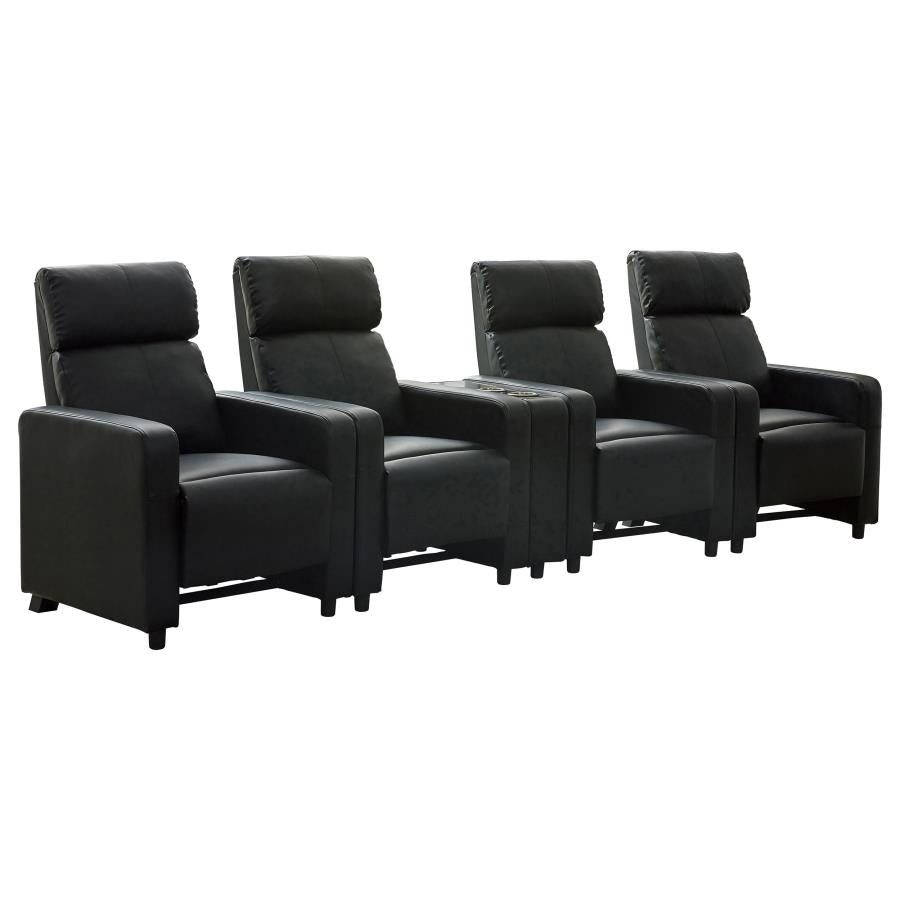 Toohey Upholstered Tufted Recliner Living Room Set Black - 600181-S4B