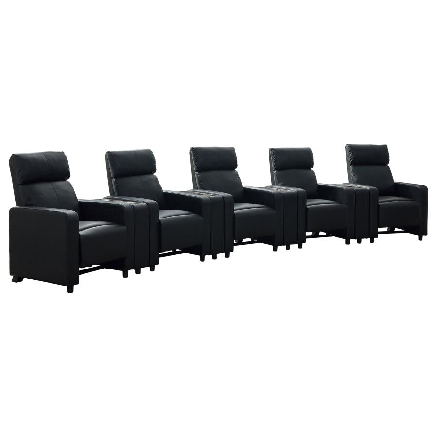 Toohey Upholstered Tufted Recliner Living Room Set Black - 600181-S5A