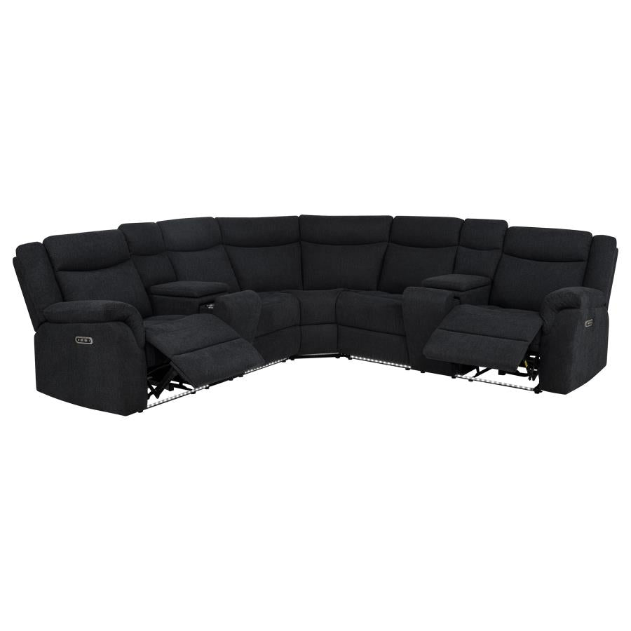 Hagen Upholstered Power Reclining Sectional Sofa Steel Grey - 600500P