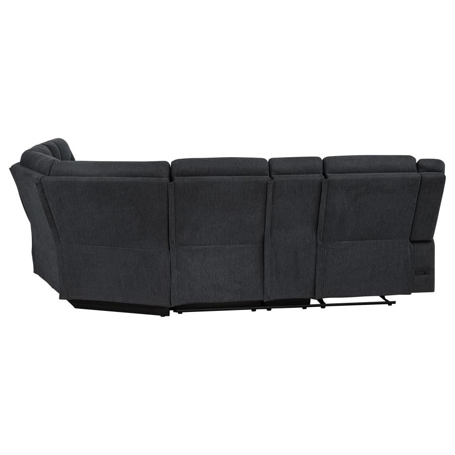 Hagen Upholstered Power Reclining Sectional Sofa Steel Grey - 600500P