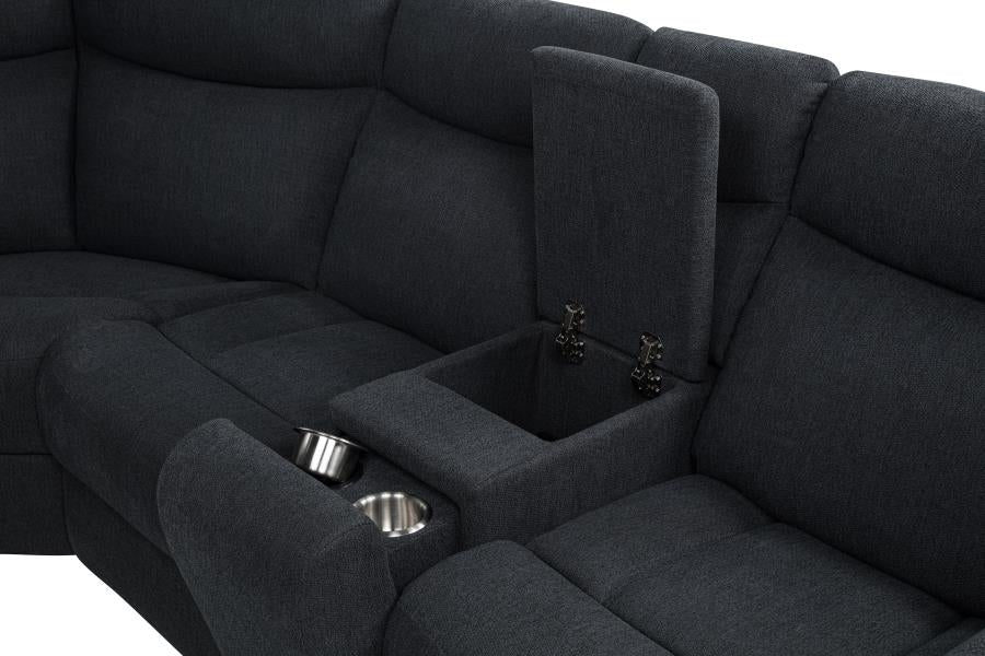 Hagen Upholstered Power Reclining Sectional Sofa Steel Grey - 600500P