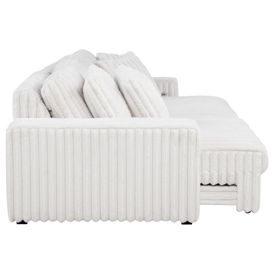 Jacana Corduroy Upholstered Dual Power Chaise Sofa Ivory - 600535P