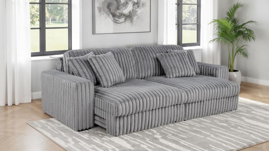 Jacana Corduroy Upholstered Dual Power Chaise Sofa Grey - 600536P
