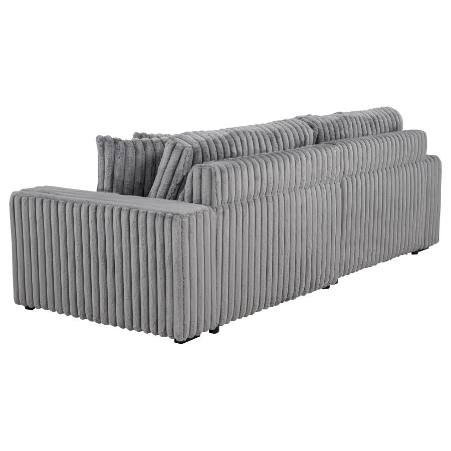Jacana Corduroy Upholstered Dual Power Chaise Sofa Grey - 600536P