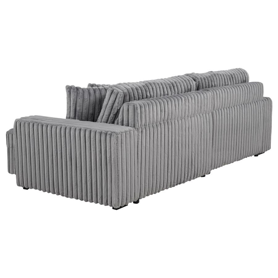 Jacana Corduroy Upholstered Dual Power Chaise Sofa Grey - 600536P