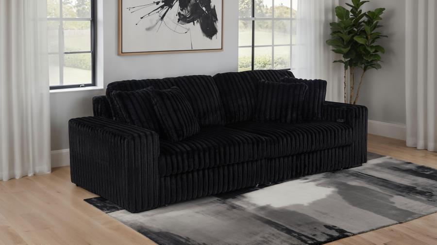 Jacana Corduroy Upholstered Dual Power Chaise Sofa Black - 600537P