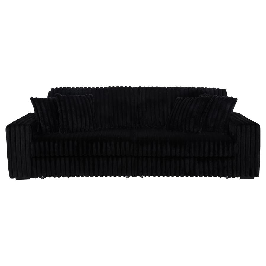 Jacana Corduroy Upholstered Dual Power Chaise Sofa Black - 600537P