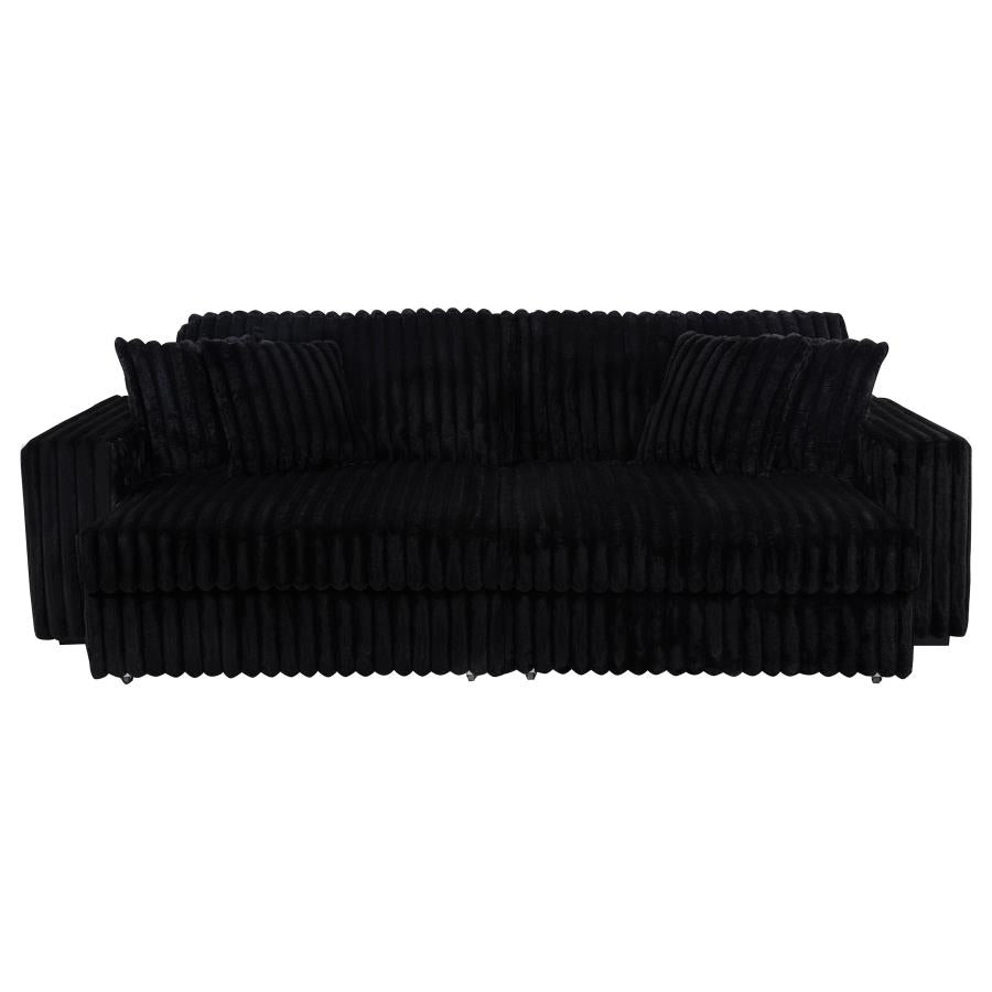 Jacana Corduroy Upholstered Dual Power Chaise Sofa Black - 600537P