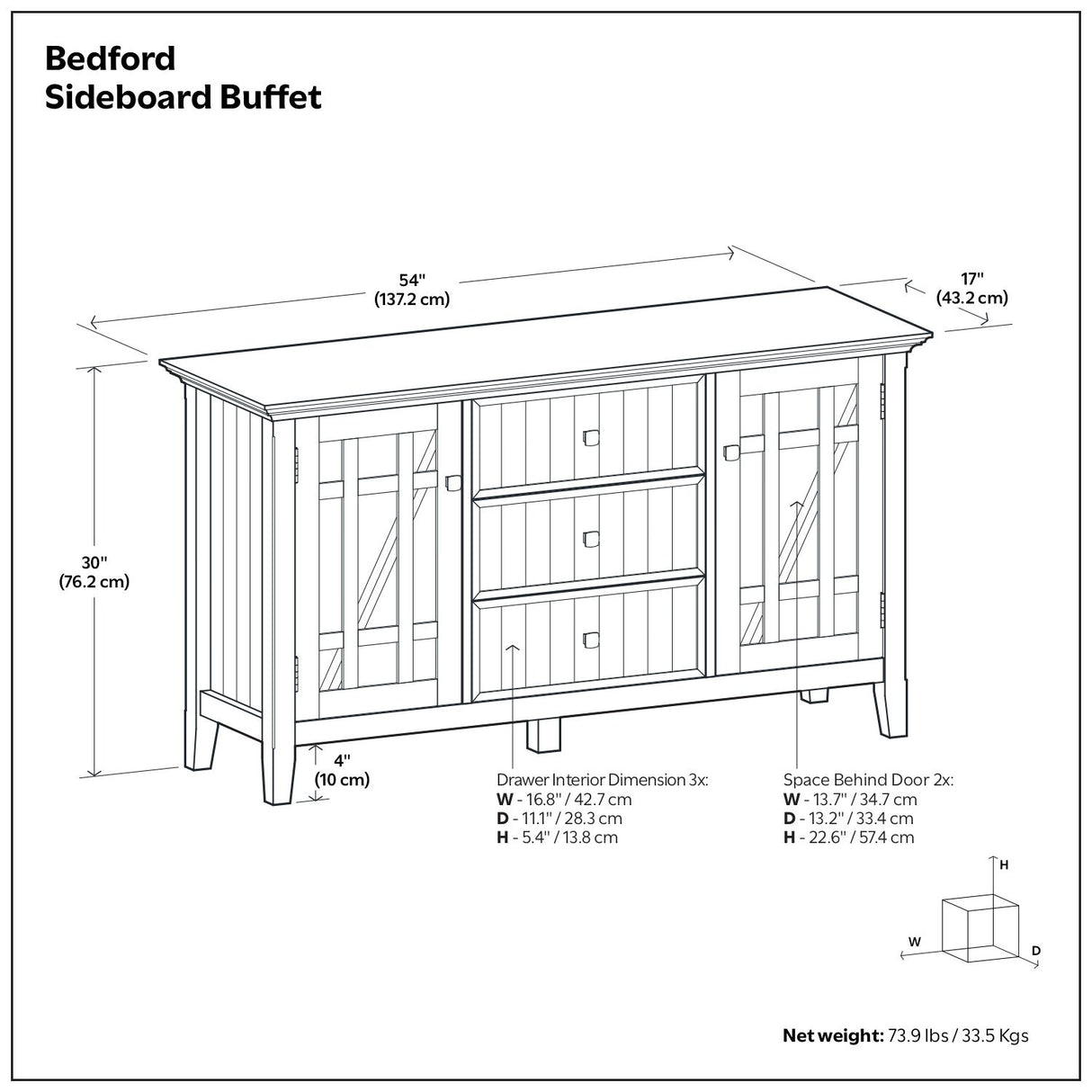 Bedford - Sideboard Buffet - White