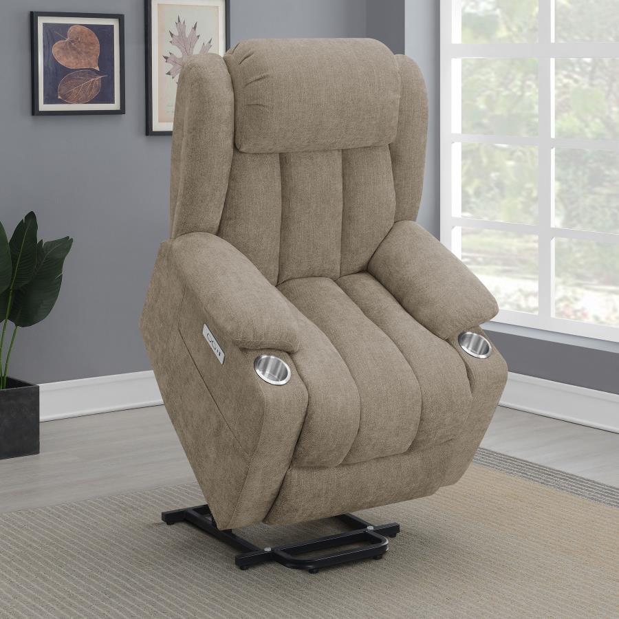 Houston Upholstered Power Lift Recliner Chair Camel - 602274P