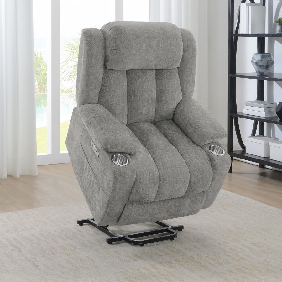 Houston Upholstered Power Lift Recliner Grey - 602284P