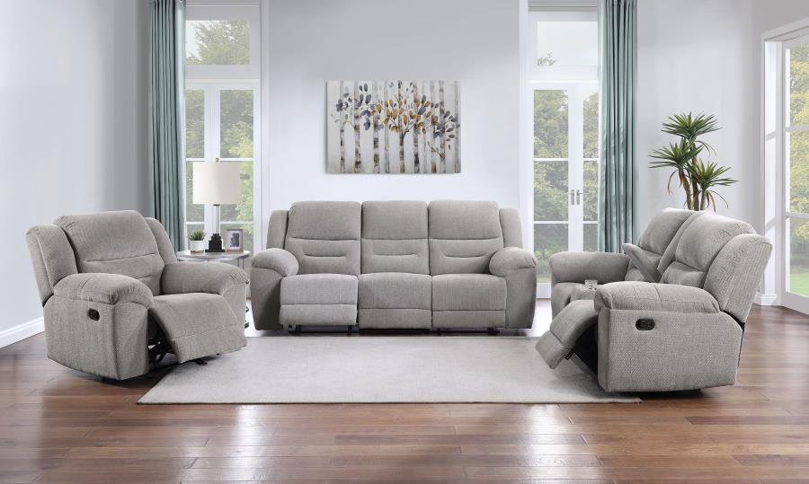 Gilson Chenille Upholstered Reclining Sofa Grey - 602551