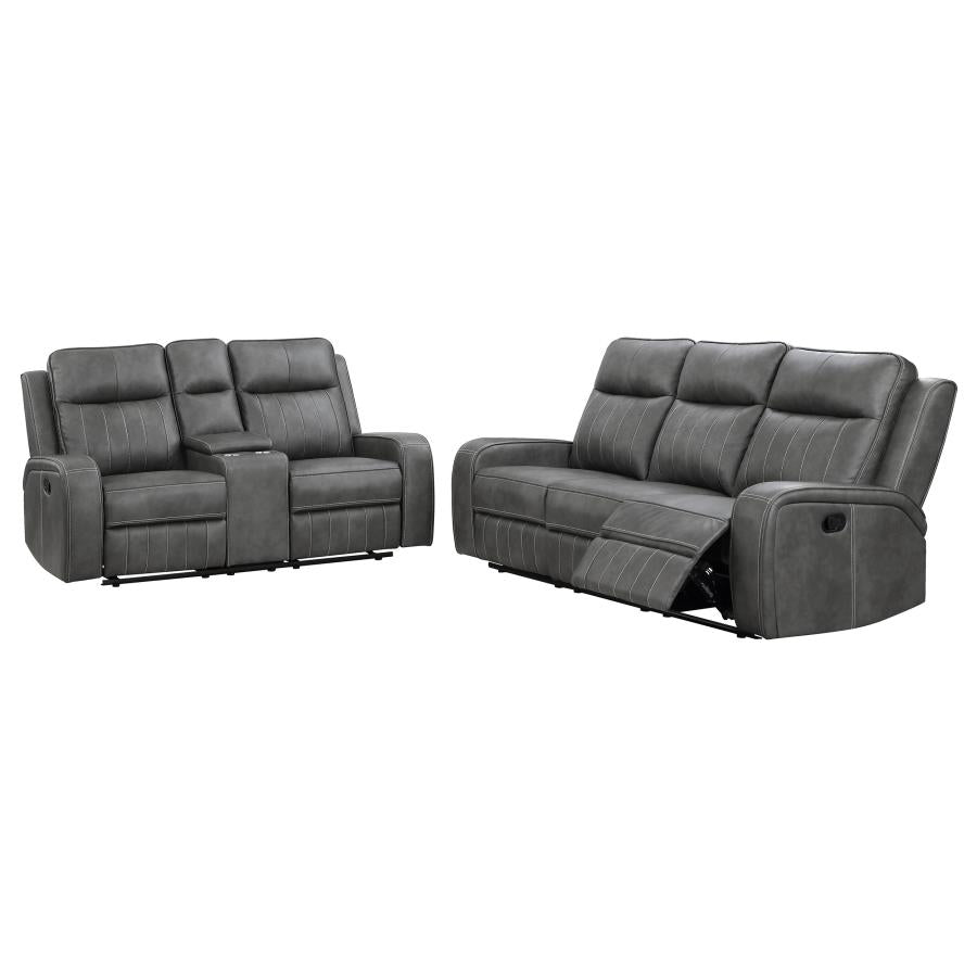 Raelynn 2-piece Upholstered Reclining Sofa Set Grey - 603191-S2