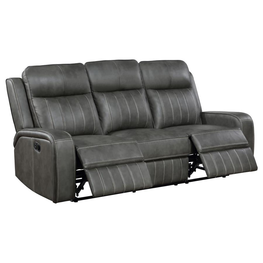 Raelynn 3-piece Upholstered Reclining Sofa Set Grey - 603191-S3