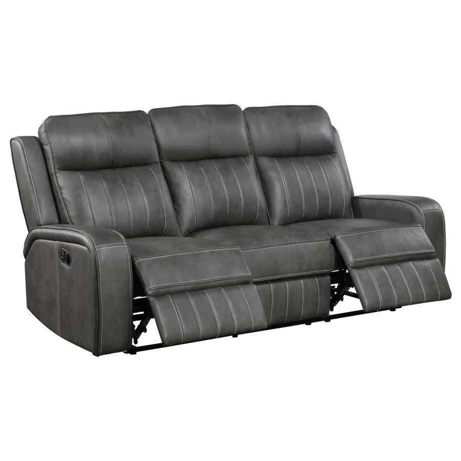 Raelynn Upholstered Track Arm Motion Sofa Grey - 603191