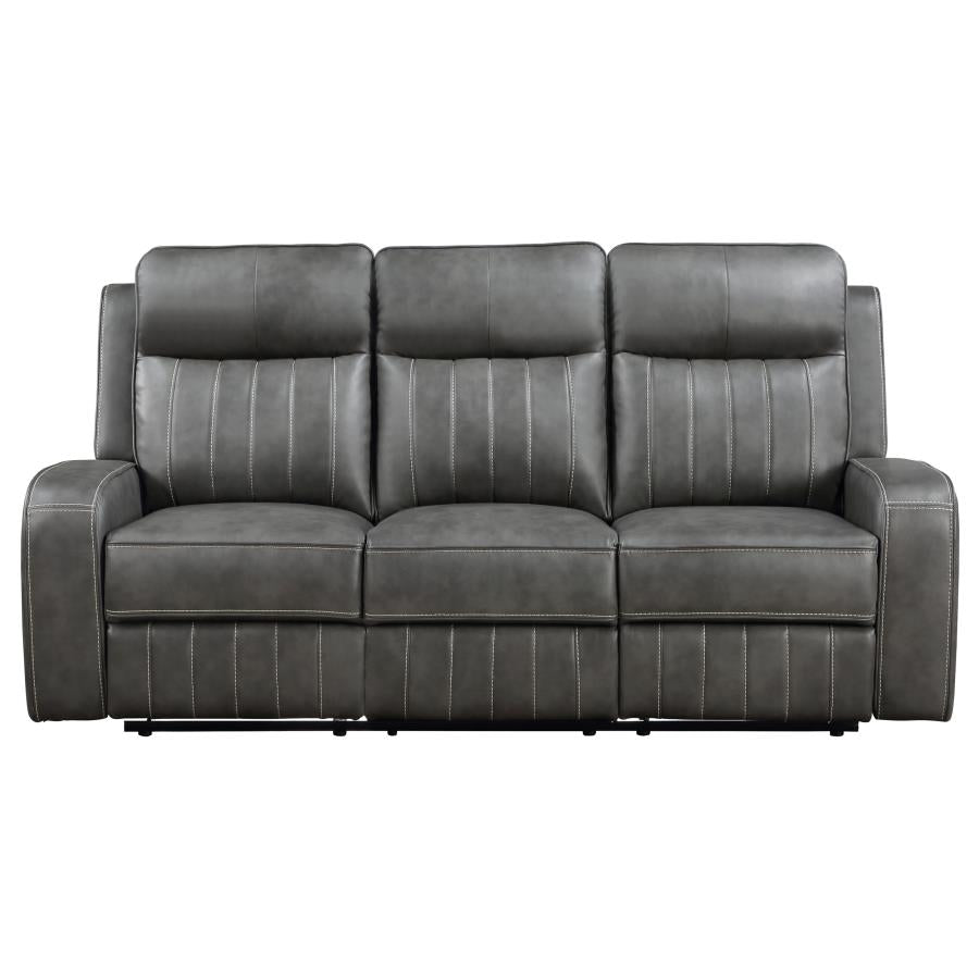 Raelynn Upholstered Track Arm Motion Sofa Grey - 603191