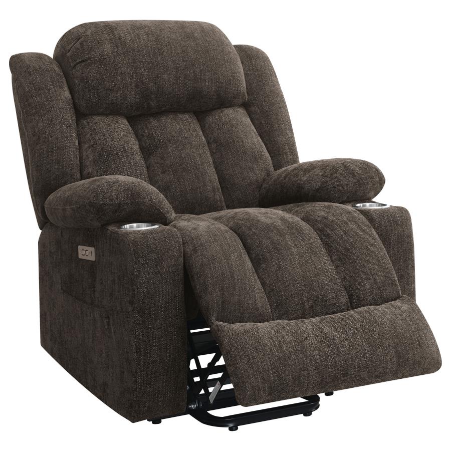 Houston Upholstered Power Lift Recliner Chair Dark Brown - 603233P