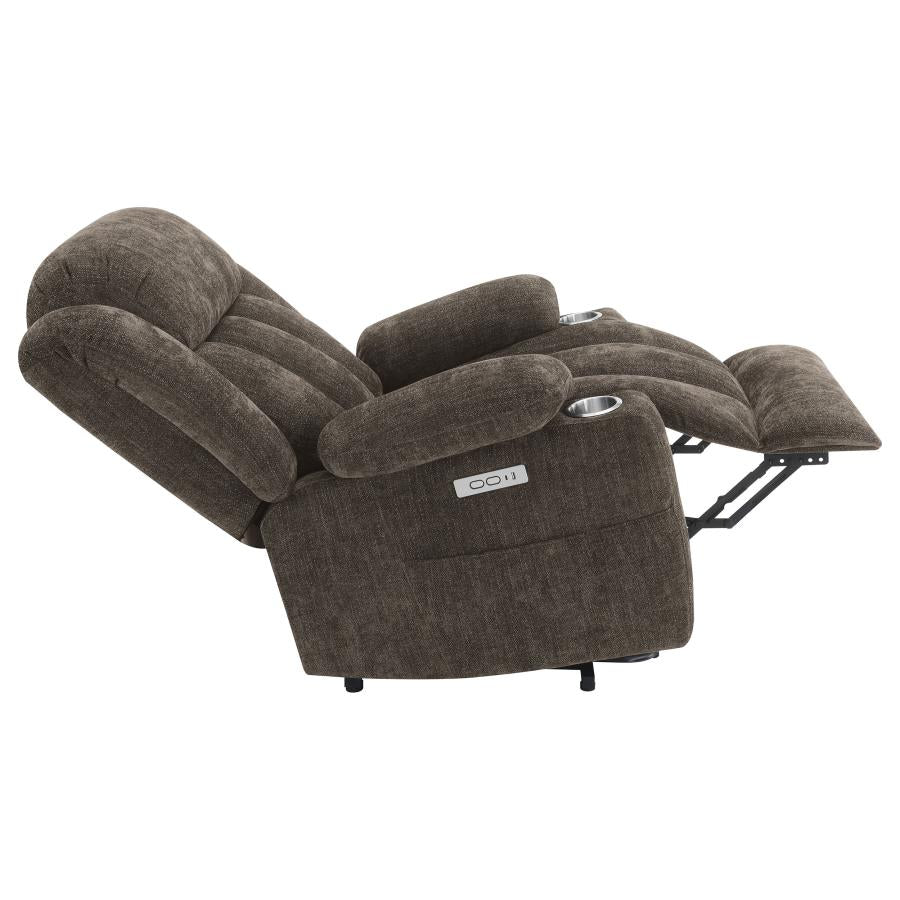 Houston Upholstered Power Lift Recliner Chair Dark Brown - 603233P