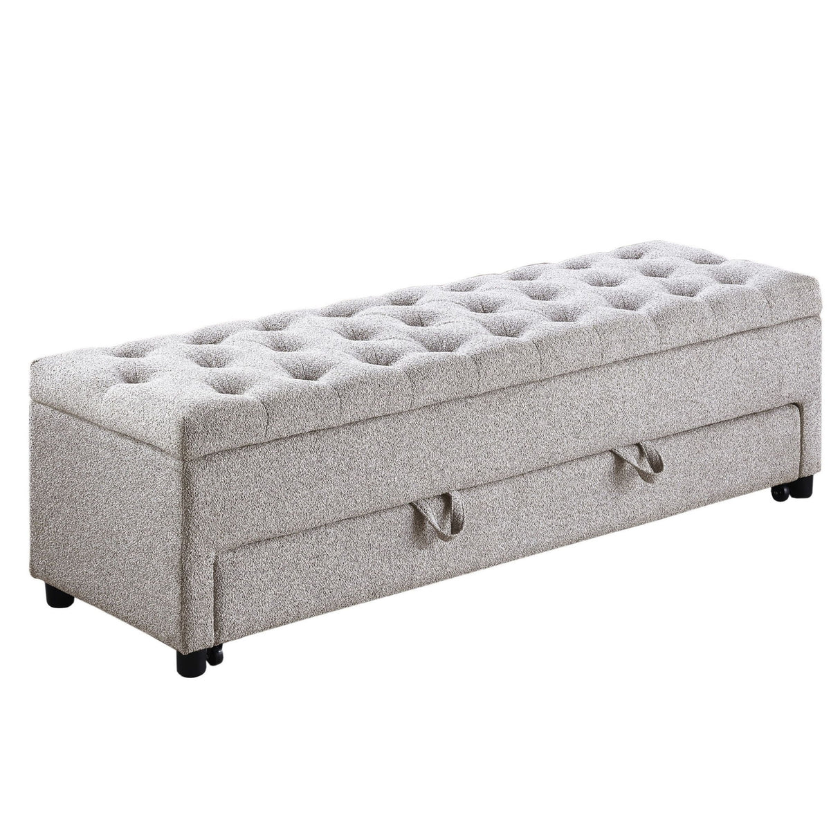 Storage Ottoman With Tufted Seat And Underseat Drawer
