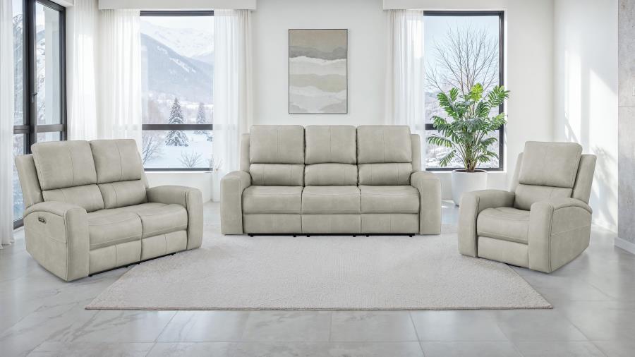 Brickston 3-piece Triple Power Reclining Sofa Set Grey - 603434PPP-S3