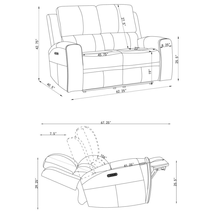 Brickston 3-piece Triple Power Reclining Sofa Set Grey - 603434PPP-S3