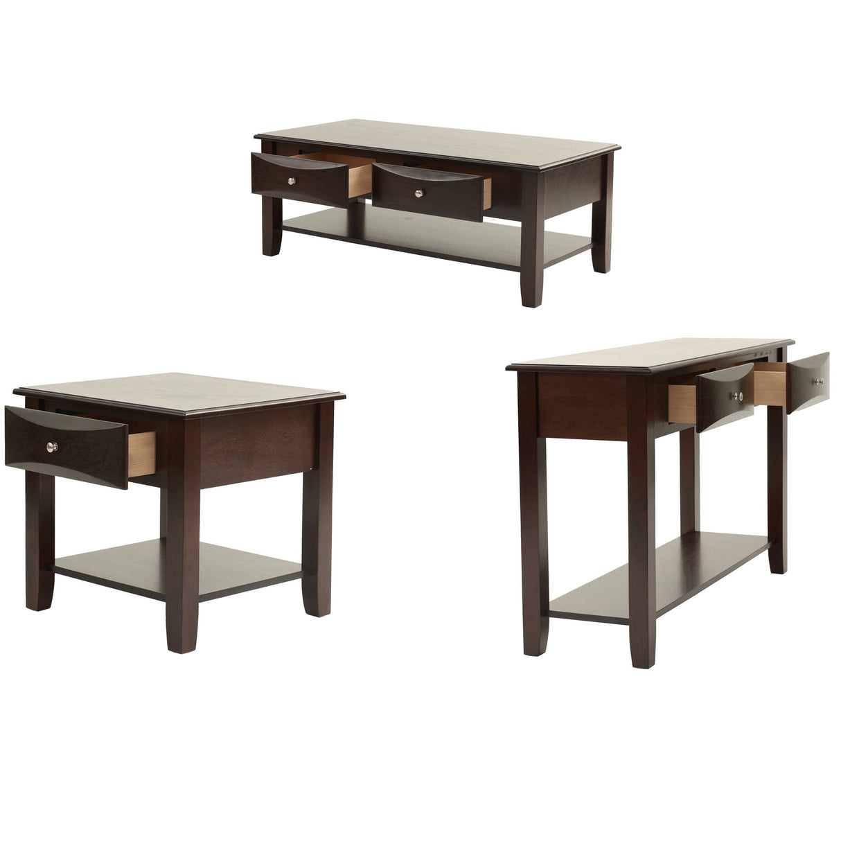 Table Set With Drawers And Open Shelf Storage